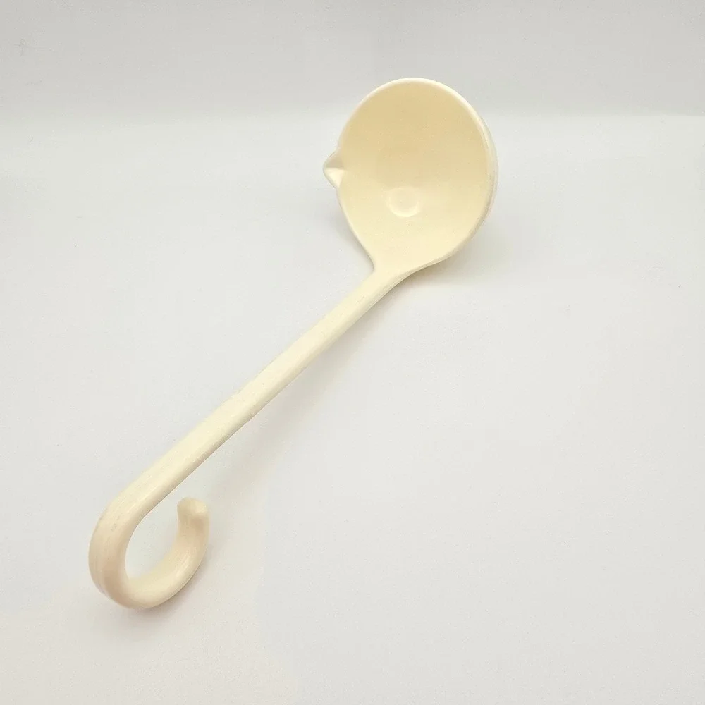 Vintage Tupperware Almond Cream Soup Ladle with Pour Spout Hook Handle 1285-4